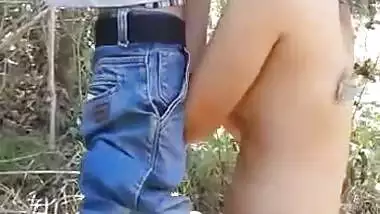 Outdoor Nepali porn of a girl sucking a dick and fucking