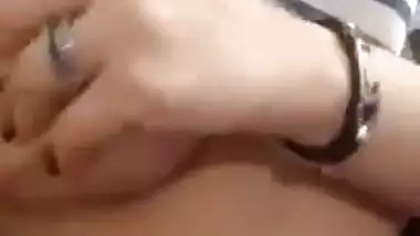 Attractive girl shows big boobs and pussy to boyfriend