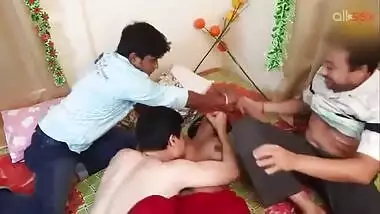 hardcore Desi group sex video of Indian wife with three lovers